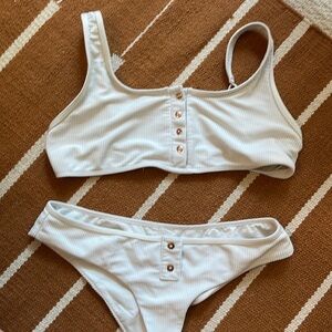 Frankie’s Bikinis white ribbed bikini set